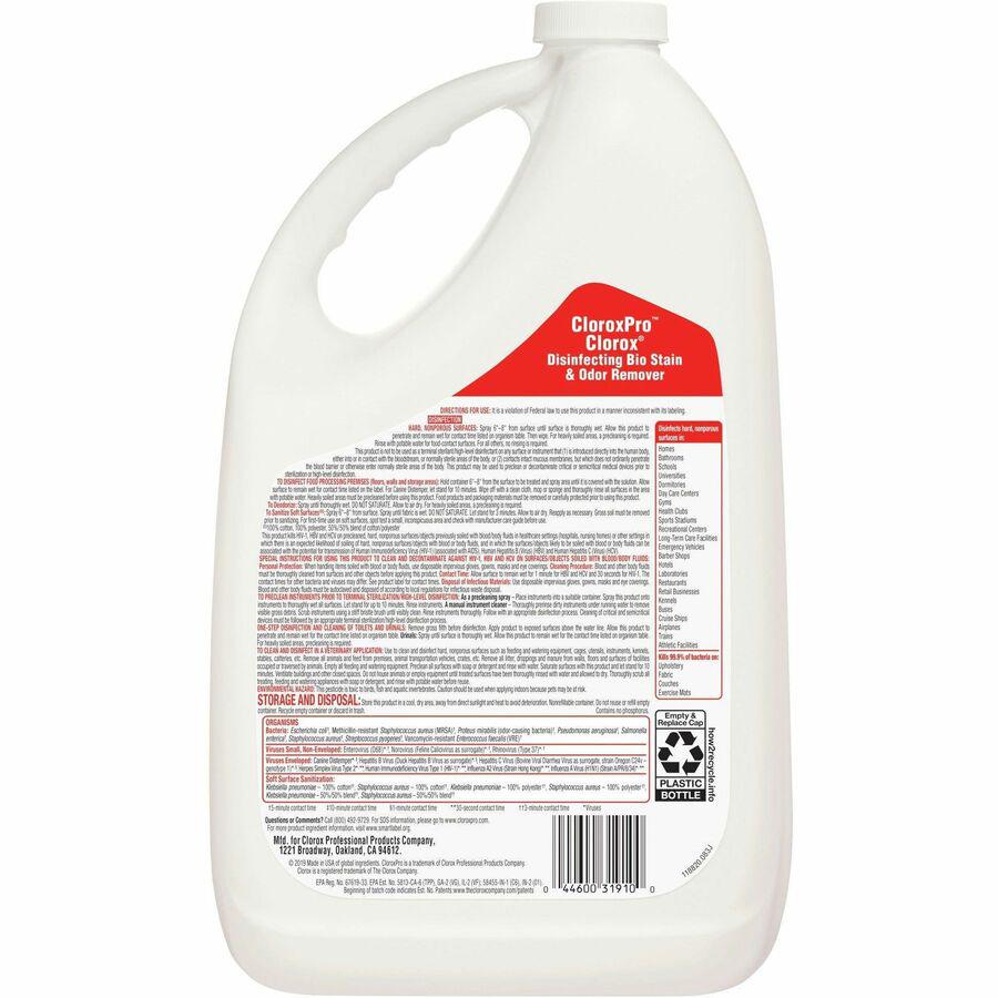 CloroxPro Disinfecting Bio Stain & Odor Remover - Liquid - 128 fl oz (4 quart) - 1 Each - Translucent. Picture 4