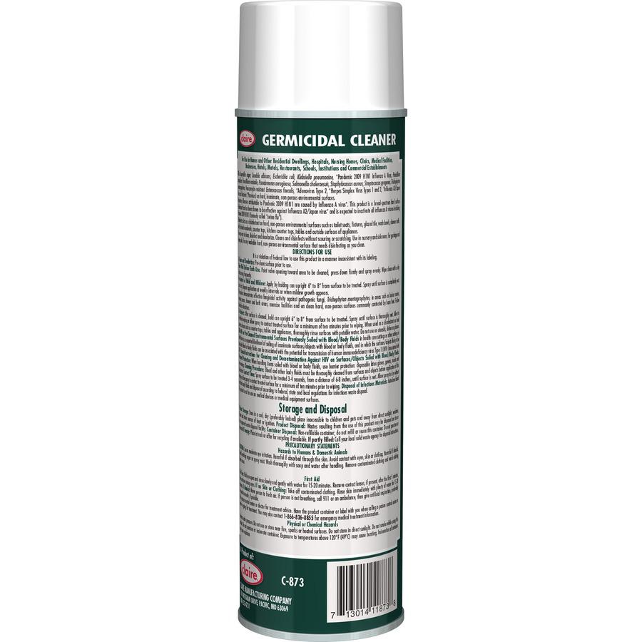 Claire Foaming Germicidal Cleaner - 20 fl oz (0.6 quart) - Floral Scent - 12 / Carton - Disinfectant, Deodorize - White. Picture 9
