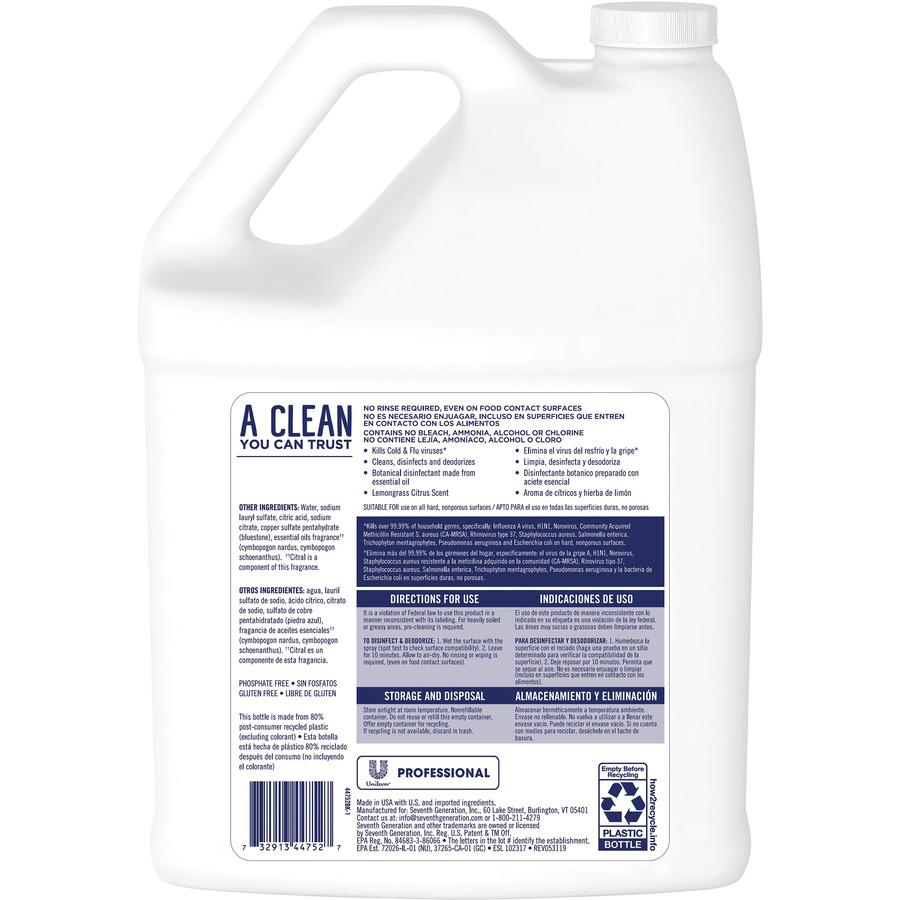 Seventh Generation Disinfecting Kitchen Cleaner Refill - 128 fl oz (4 quart) - Lemongrass Citrus Scent - 2 / Carton. Picture 5