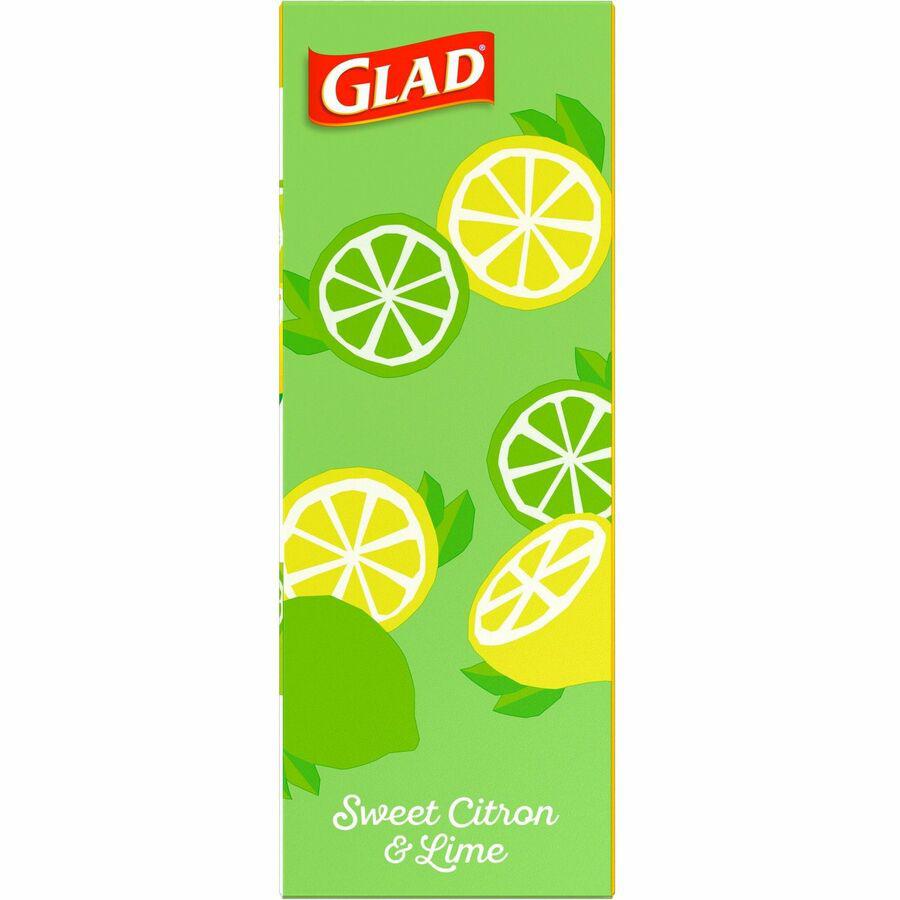 Glad Small Kitchen Drawstring Trash Bags - Febreze Sweet Citron & Lime - 4 gal Capacity - Drawstring Closure - Green - 34/Box - Home Office, Bathroom, Kitchen, Laundry. Picture 10