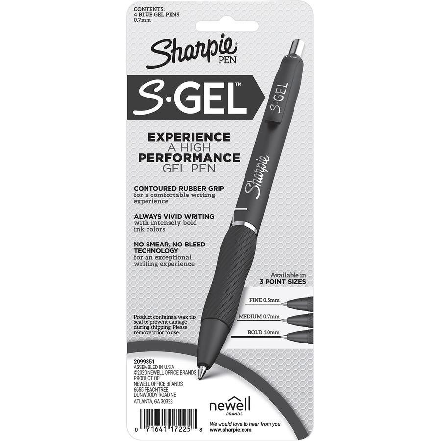 Sharpie S-Gel Pens - 0.7 mm Pen Point Size - Blue Gel-based Ink - Black Barrel - 4 / Pack. Picture 4