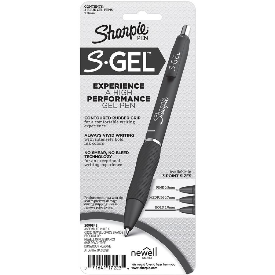 Sharpie S-Gel Pens - 1 mm Pen Point Size - Blue Gel-based Ink - Black Barrel - 4 / Pack. Picture 3