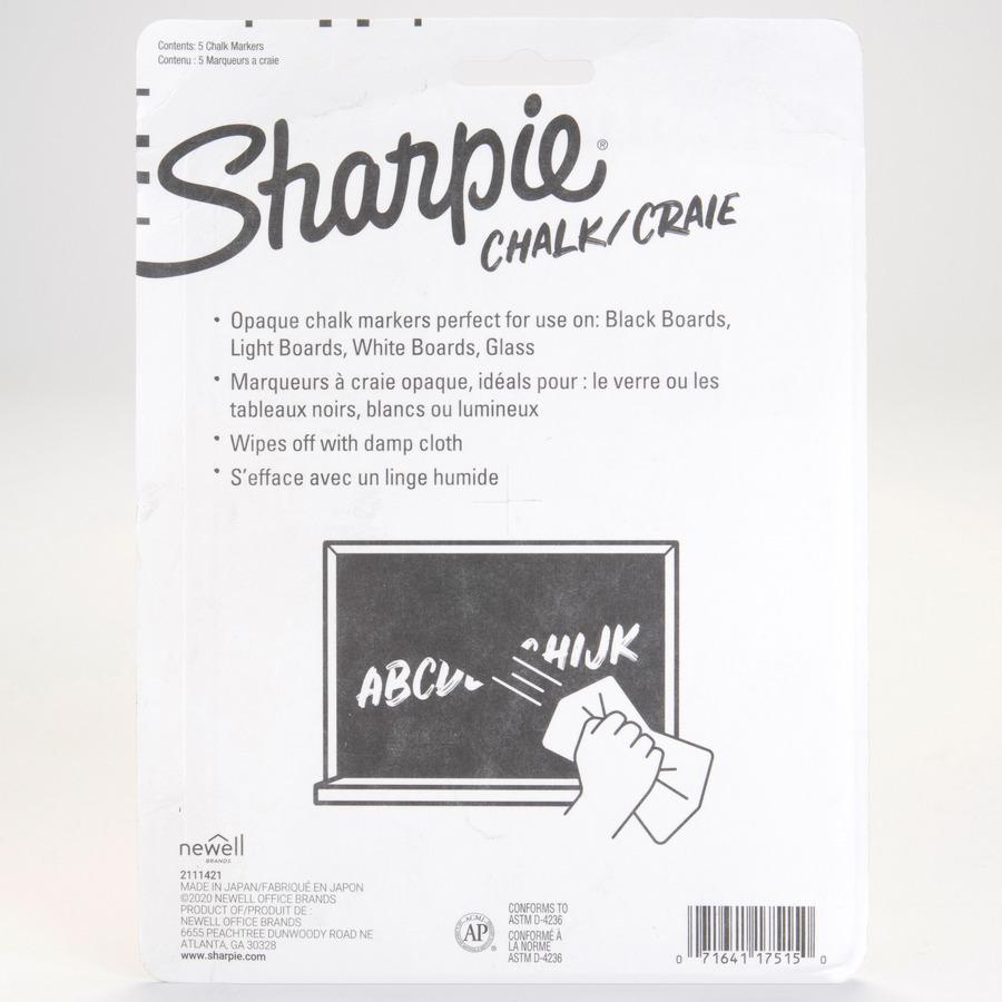 Sharpie Wet Erase Chalk Markers - Medium Marker Point - Blue, Yellow, White, Red, Green - 1 Pack. Picture 5