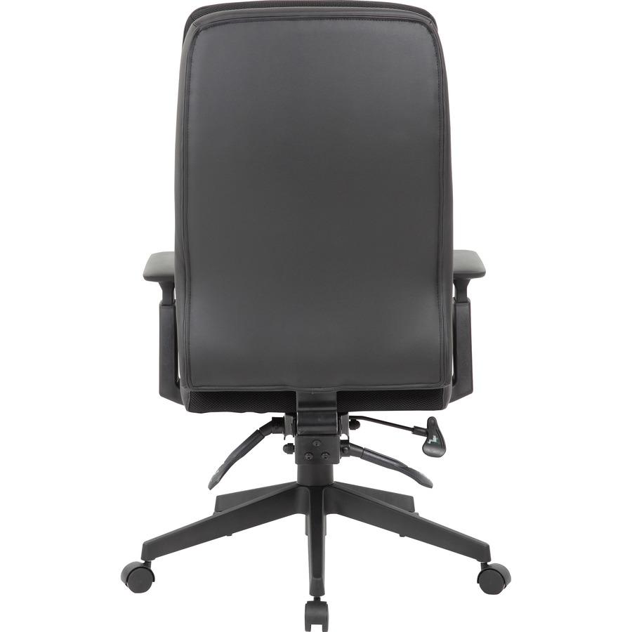 Lorell Soft High-back Executive Office Chair - Black Vinyl Seat - Black Vinyl Back - Black Frame - High Back - 5-star Base - Armrest - 1 Each. Picture 6