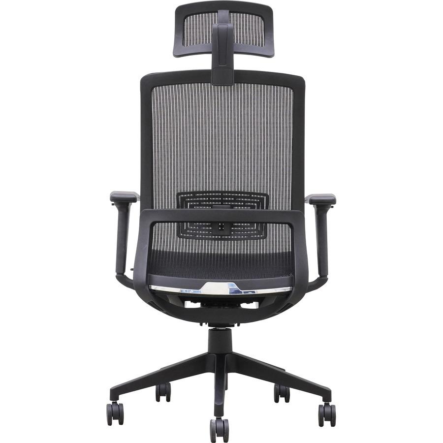 Lorell Mesh High-Back Task Chair With Headrest - Black - Armrest - 1 Each. Picture 6