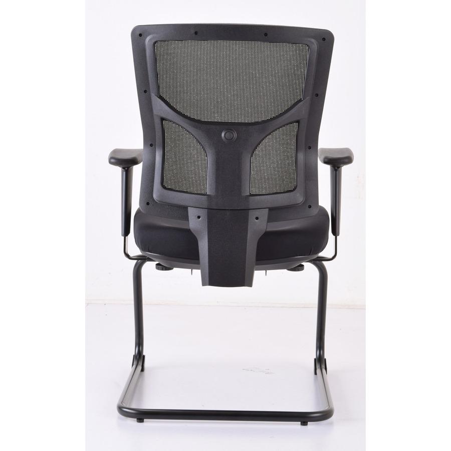 Lorell Conjure Sled Base Guest Chair - Fabric, Polyurethane Foam Seat - Mesh Back - Mid Back - Sled Base - Black - 1 Each. Picture 5