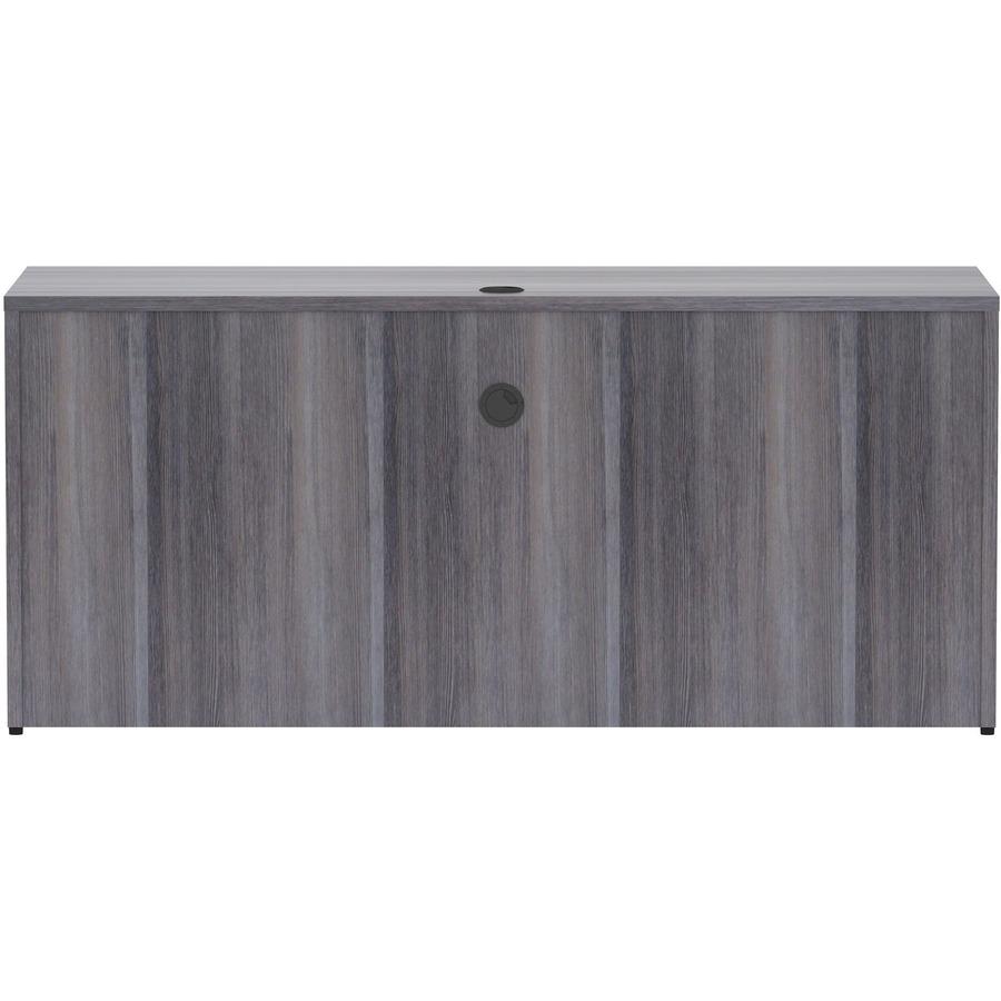 Lorell Weathered Charcoal Laminate Desking - 66" x 24" x 29.5"Credenza Shell, 1" Top - Material: Polyvinyl Chloride (PVC) Edge - Finish: Weathered Charcoal Laminate, Silver Brush. Picture 6