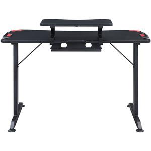 Lorell Gaming Desk - Powder Coated Base - 127 lb Capacity - 36" Height x 48" Width x 26" Depth - Assembly Required - Black - Medium Density Fiberboard (MDF), Polyvinyl Chloride (PVC), Melamine, Carbon. Picture 4