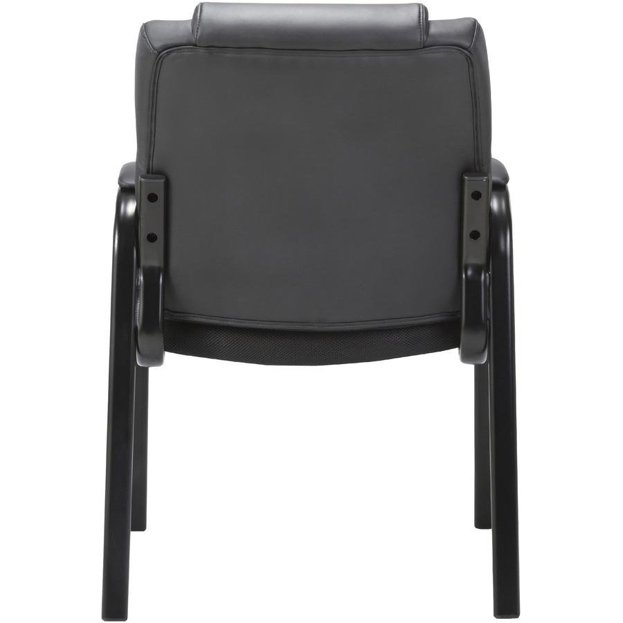 Lorell Low-back Cushioned Guest Chair - Black Bonded Leather Seat - Black Bonded Leather Back - Powder Coated Steel Frame - High Back - Four-legged Base - Armrest - 1 Each. Picture 7