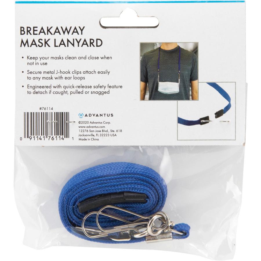 Advantus Face Mask Lanyard - 10 / Pack - 30" Length - Blue. Picture 11