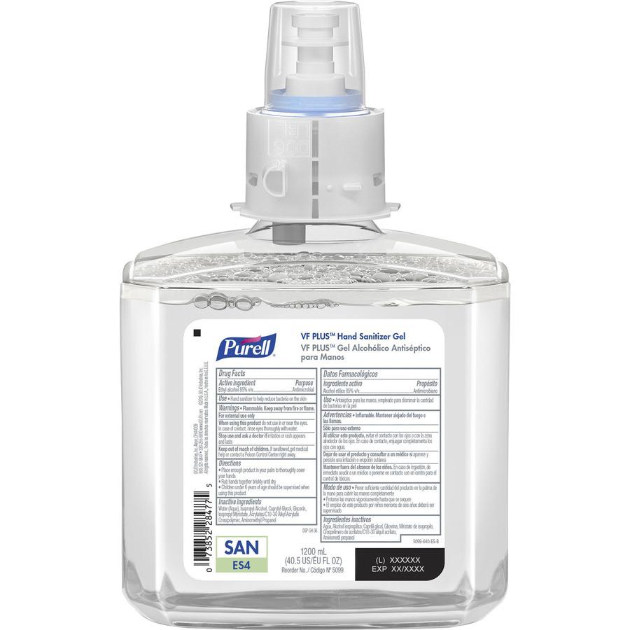 PURELL&reg; VF PLUS Hand Sanitizer Gel Refill - 40.6 fl oz (1200 mL) - Pump Dispenser - Kill Germs, Bacteria Remover - Restaurant, Cruise Ship, Hand - Quick Drying, Fragrance-free, Hygienic, Dye-free . Picture 6