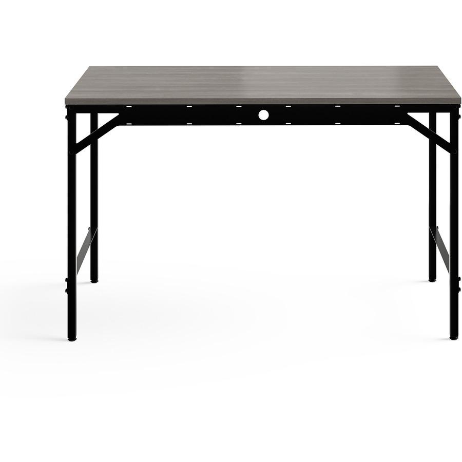 Safco Simple Study Desk - Neowalnut Rectangle, Laminated Top - Black Powder Coat Four Leg Base - 4 Legs - 45.50" Table Top Width x 23.50" Table Top Depth x 0.75" Table Top Thickness - 29.50" Height - . Picture 5