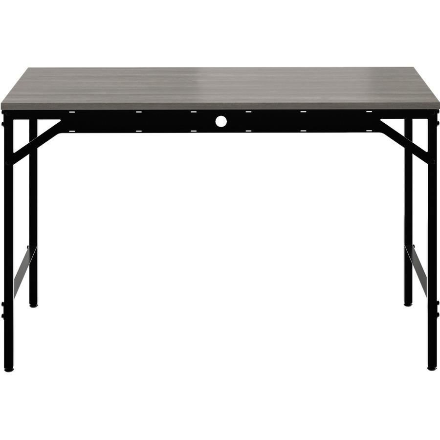 Safco Simple Study Desk - Sterling Ash Rectangle, Laminated Top - Black Powder Coat Four Leg Base - 4 Legs - 45.50" Table Top Width x 23.50" Table Top Depth x 0.75" Table Top Thickness - 29.50" Height. Picture 4