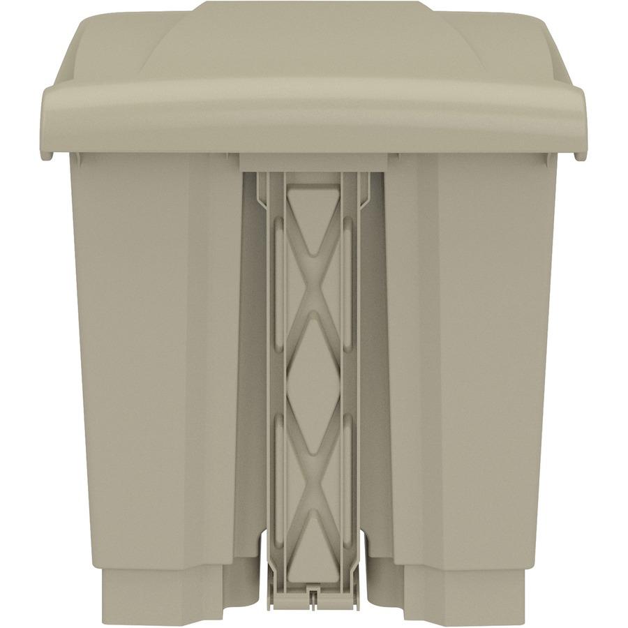 Safco Plastic Step-on Waste Receptacle - 8 gal Capacity - Easy to Clean, Foot Pedal, Lightweight - 17.3" Height x 16" Width x 16" Depth - Plastic - Tan - 1 Carton. Picture 4