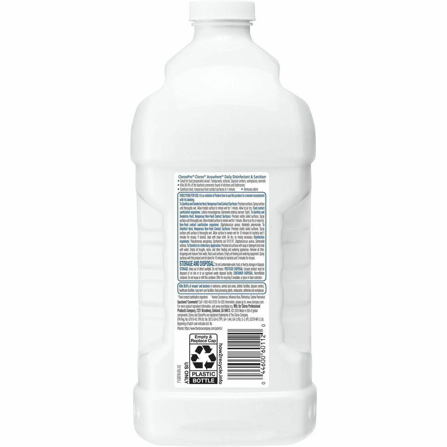 CloroxPro&trade; Anywhere Daily Disinfectant & Sanitizer - 64 fl oz (2 quart)Bottle - 1 Each - Low Odor, pH Balanced, Rinse-free, Strong - White. Picture 7