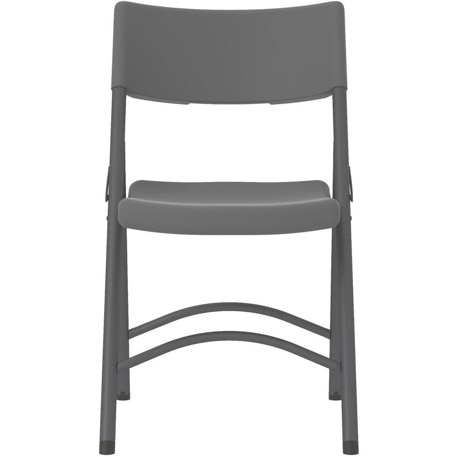 Cosco Zown Classic Commercial Resin Folding Chair - Gray Seat - Gray Back - Gray Steel, High Density Resin, High-density Polyethylene (HDPE) Frame - Four-legged Base - 4 / Carton. Picture 4