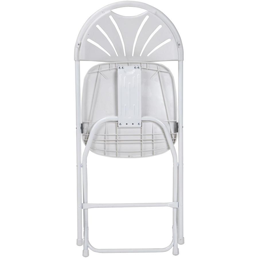 Dorel Zown Premium Fan Back Folding Chair - White Seat - White Polyethylene Back - White Powder Coated Steel Frame - Four-legged Base - 8 / Carton. Picture 8