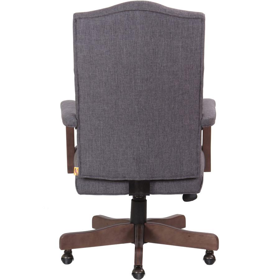 Boss Executive Commercial Linen Chair - Slate Gray Linen Seat - Slate Gray Linen Back - Driftwood Frame - Mid Back - 5-star Base - Armrest - 1 Each. Picture 4