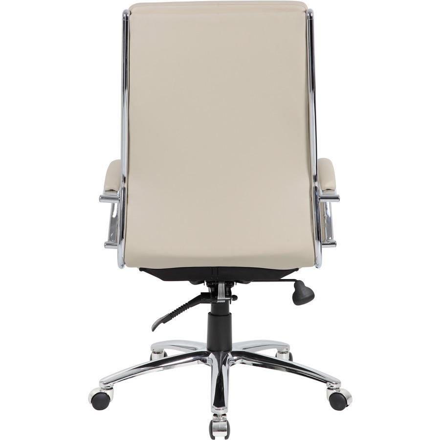 Boss Executive CaressoftPlus Chair - Beige Vinyl Seat - Beige Vinyl Back - Chrome Metal Frame - 5-star Base - 1 / Carton. Picture 5