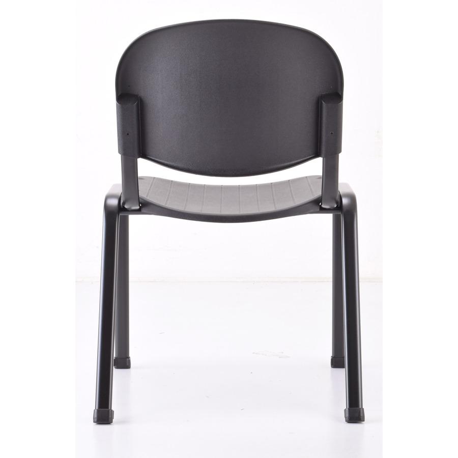 Lorell Low Back Stack Chair - Polypropylene Seat - Polypropylene Back - Low Back - Four-legged Base - Black - 4 / Carton. Picture 9