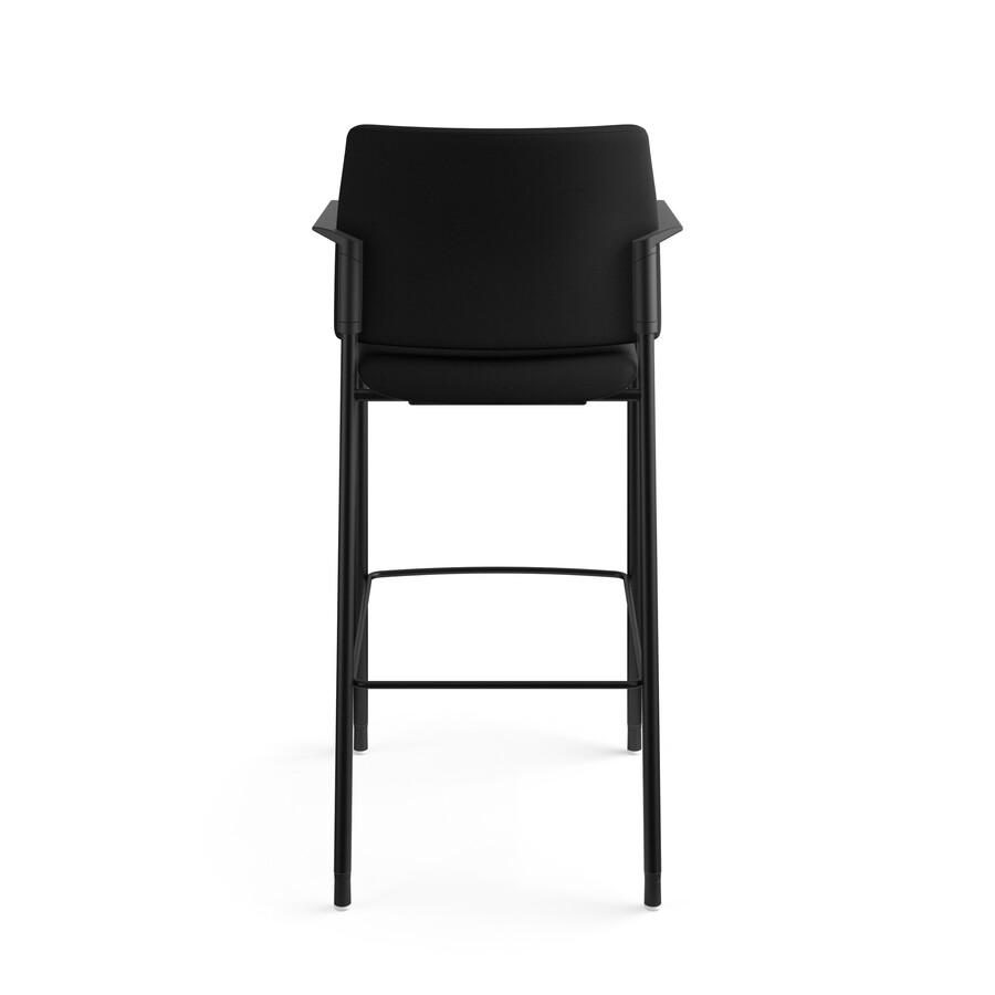 HON Accommodate Sitting Stool - Black Fabric Back - Textured Black Steel Frame - Black - Polyester Fabric - Armrest. Picture 8