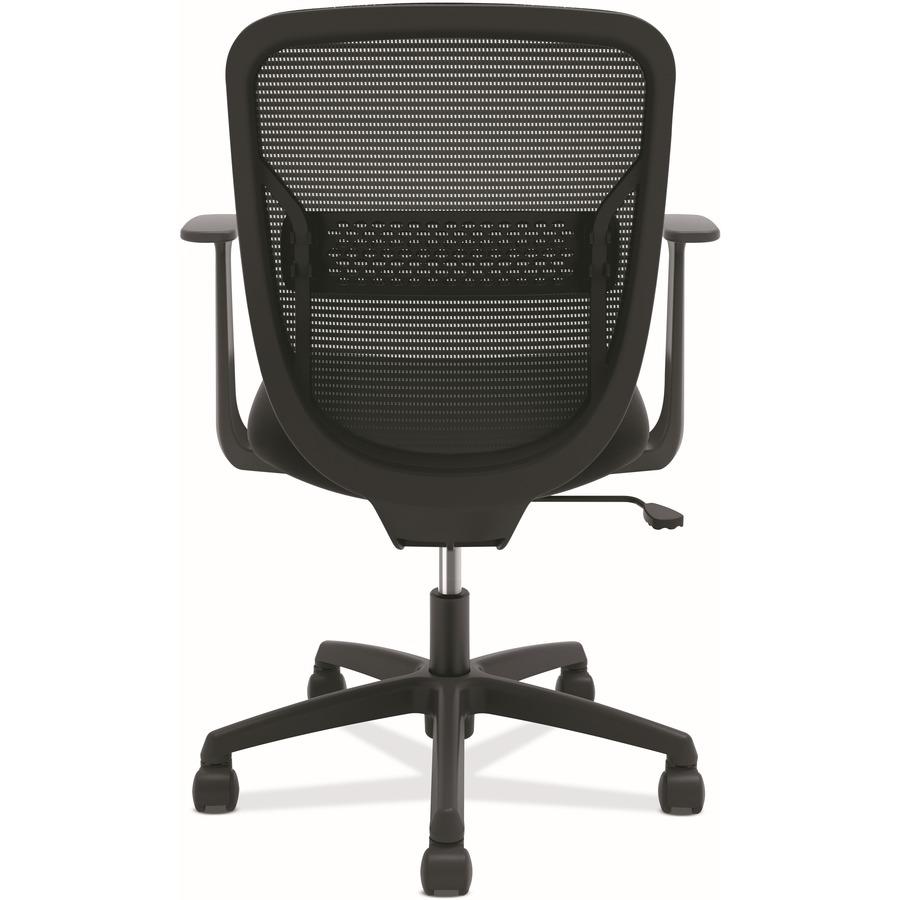 HON Gateway Chair - Fabric Seat - Black Mesh Back - Black Frame - Black - Armrest. Picture 3