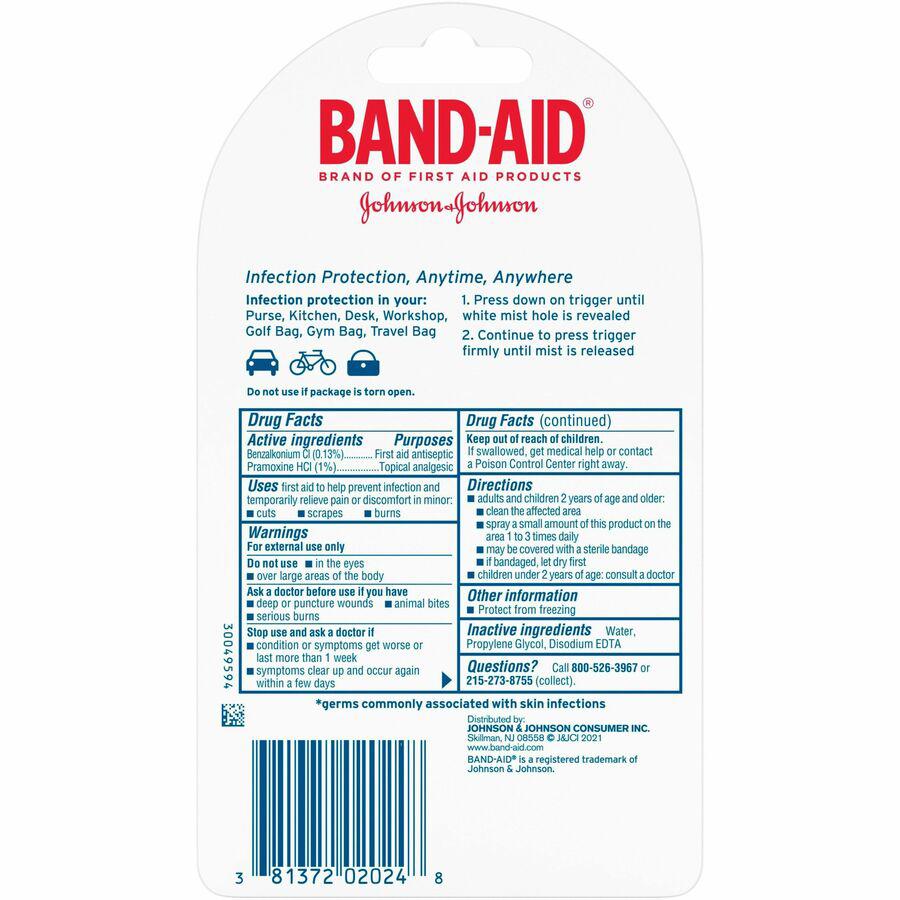 Band-Aid Antiseptic Cleansing To-Go Spray - For Cut, Scrape, Burn - 0.26 fl oz - 1 Each. Picture 4