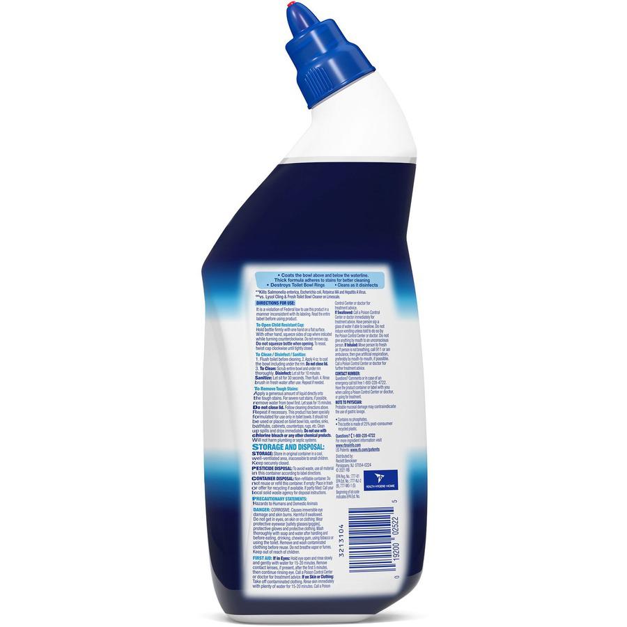 Lysol Toilet Bowl Cleaner - 24 fl oz (0.8 quart) - Atlantic Fresh ScentBottle - 9 / Carton - Disinfectant - Blue. Picture 5