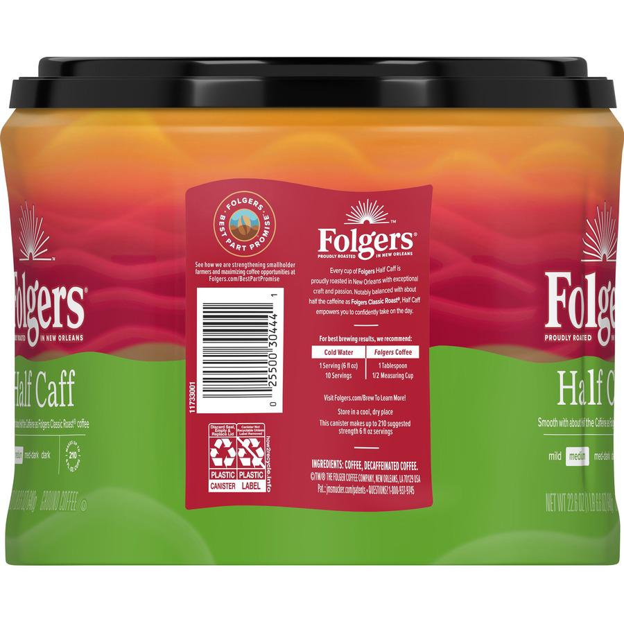 Folgers&reg; 1/2 Caff Coffee - Medium - 22.6 oz - 1 Each. Picture 6