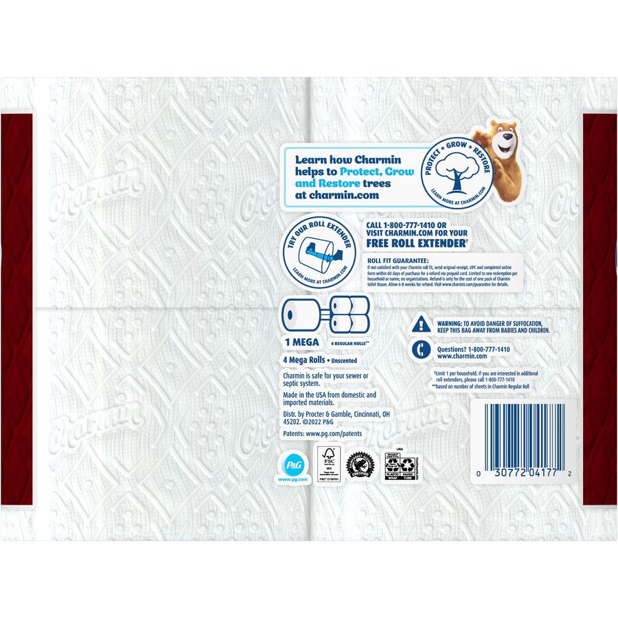 Charmin Ultra Strong Bath Tissue - 2 Ply - White - 4 Rolls Per Pack - 1 Pack. Picture 8