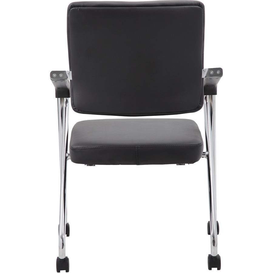 Boss Caressoft Plus Training Chair - Black Seat - Black Back - Chrome Frame - Four-legged Base - Vinyl - Armrest - 2 / Carton. Picture 8