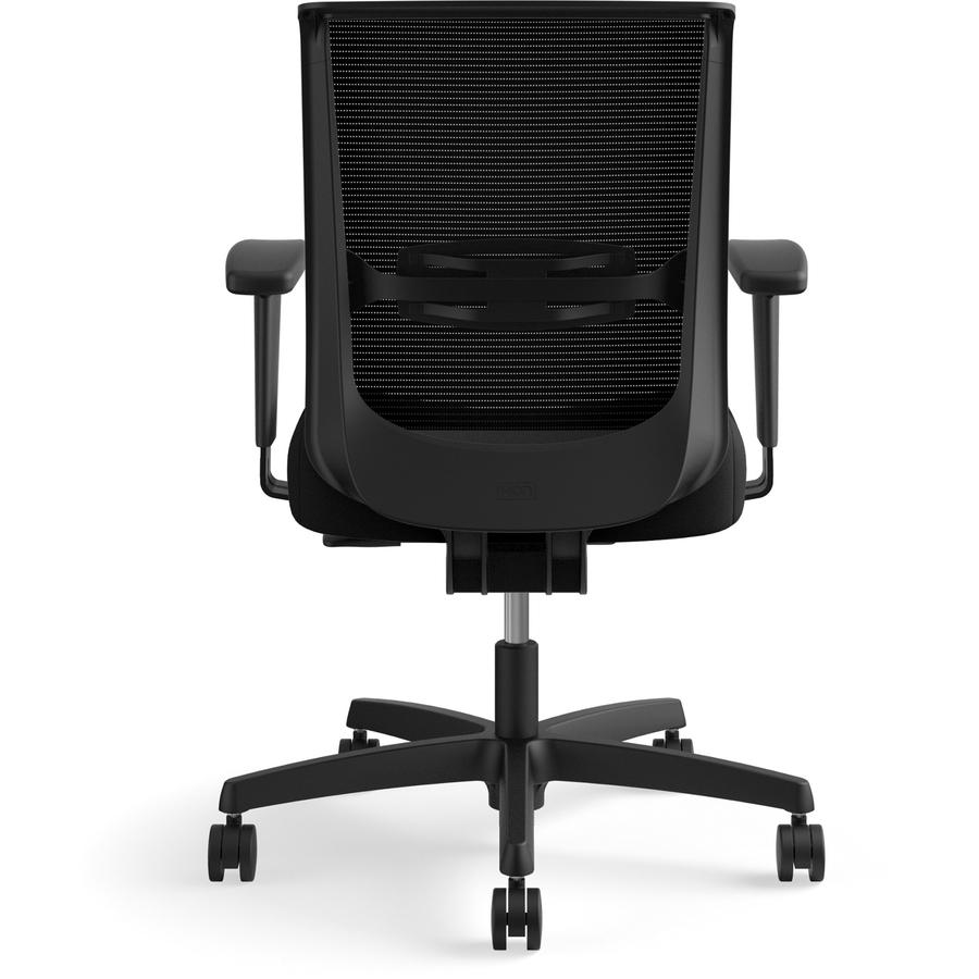 HON Convergence Synchro Tilt Task Chair - Black Fabric Seat - Black Back - Low Back - 5-star Base - Armrest - 1 Each. Picture 7