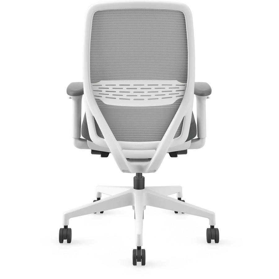 HON Nucleus Recharge Task Chair - Iron Ore Fabric Seat - Fog Back - Designer White Frame - Armrest - 1 Each. Picture 7