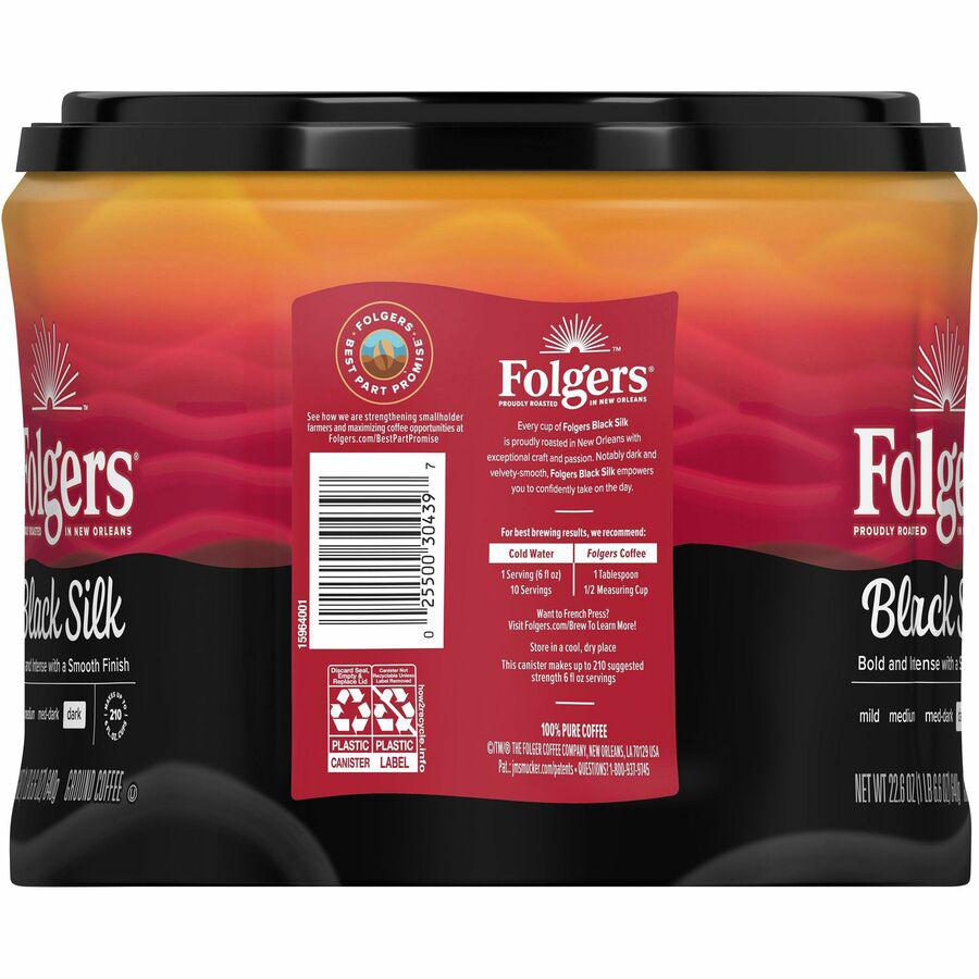 Folgers&reg; Ground Black Silk Coffee - Dark - 22.6 oz - 6 / Carton. Picture 6
