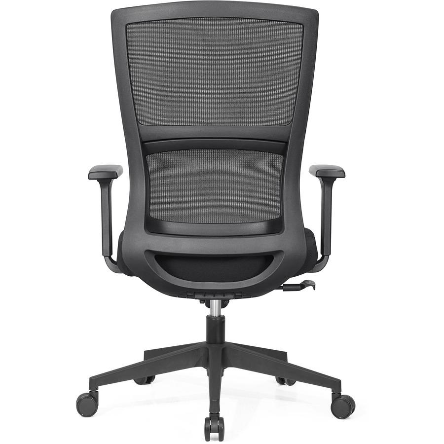 Lorell Mid-back Mesh Chair - Black Fabric Seat - Black Mesh Back - Mid Back - 5-star Base - Armrest - 1 Each. Picture 3