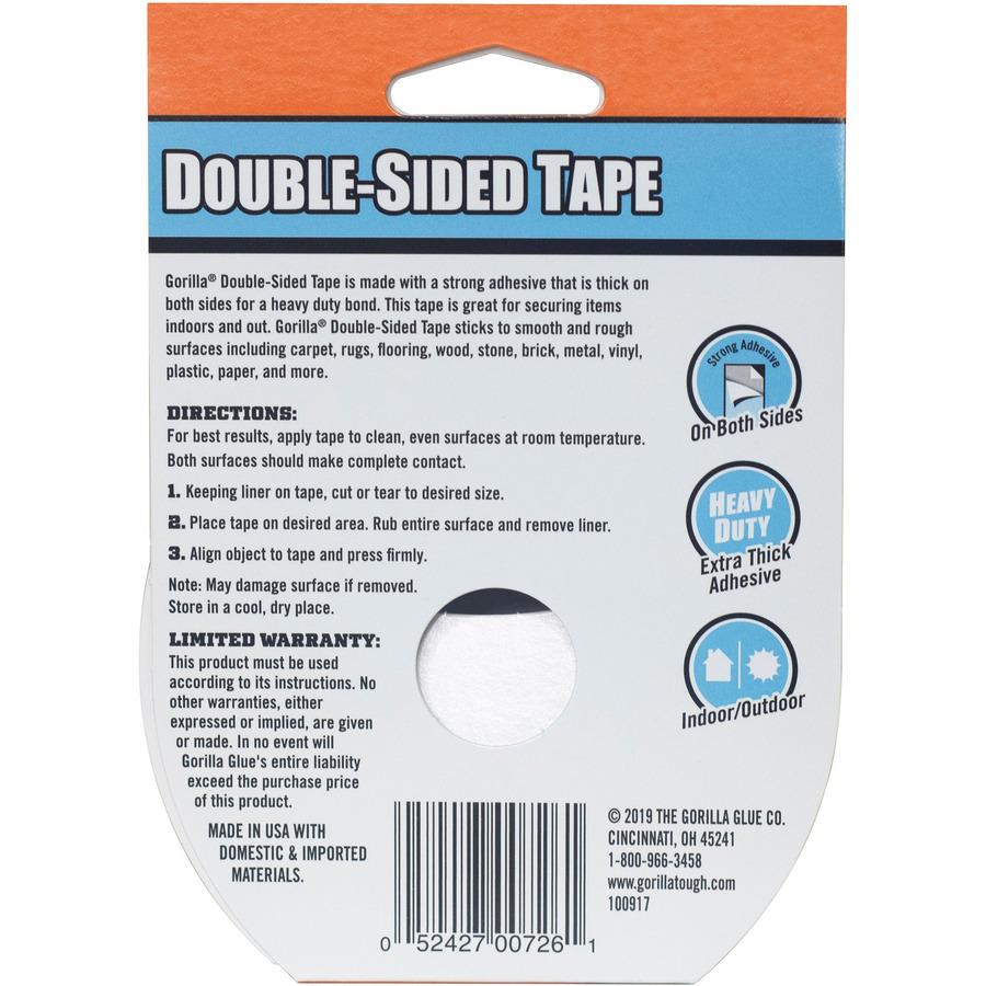 Gorilla Double-Sided Tape - 24 ft Length x 1.40" Width - 1 Roll - Gray. Picture 3
