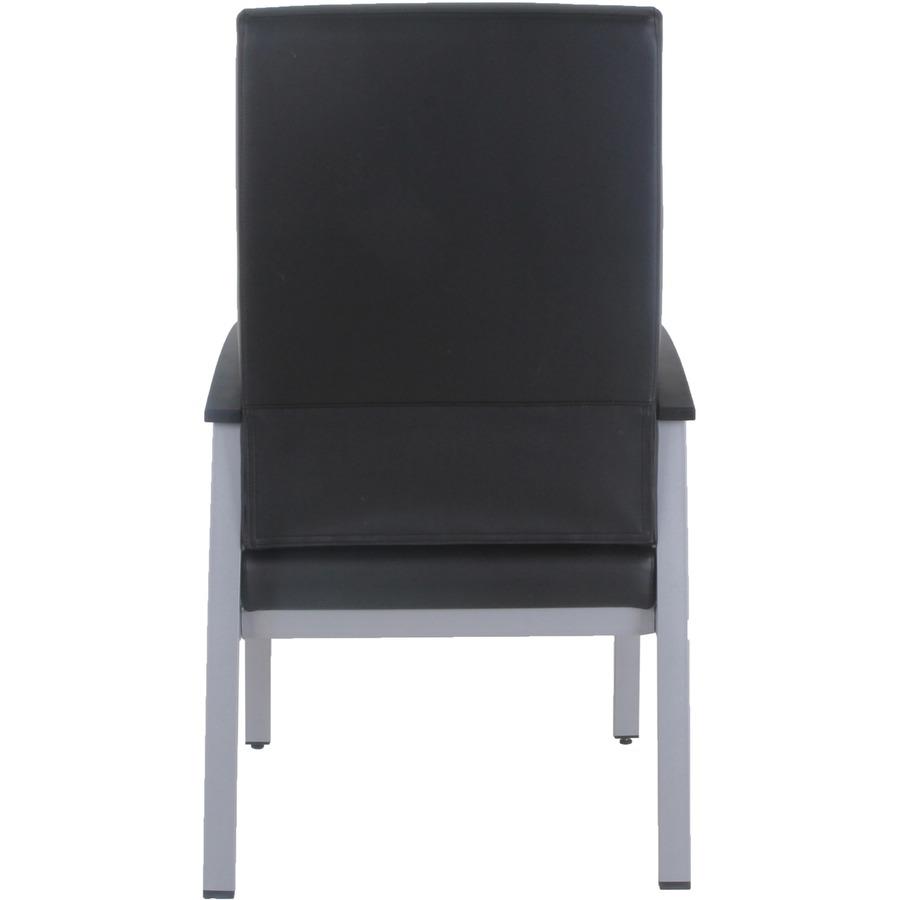 Lorell High-Back Healthcare Guest Chair - Vinyl Seat - Vinyl Back - Powder Coated Silver Steel Frame - High Back - Four-legged Base - Black - Armrest - 1 Each. Picture 7