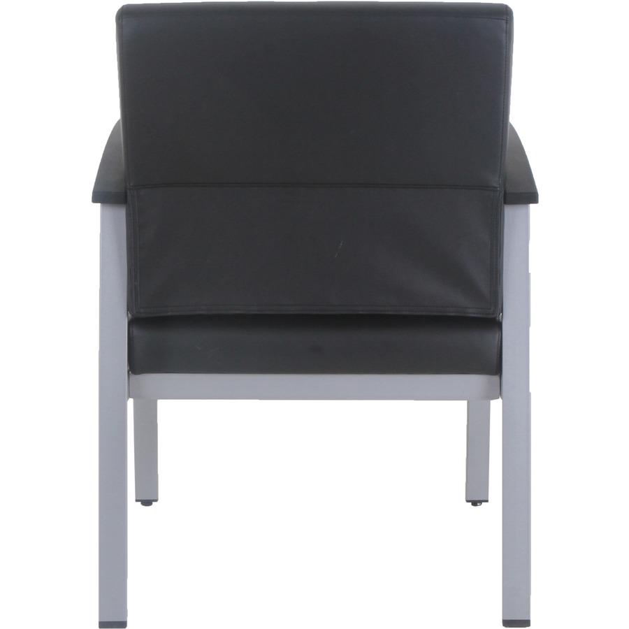 Lorell Mid-Back Healthcare Guest Chair - Vinyl Seat - Vinyl Back - Powder Coated Silver Steel Frame - Mid Back - Four-legged Base - Black - Armrest - 1 Each. Picture 7