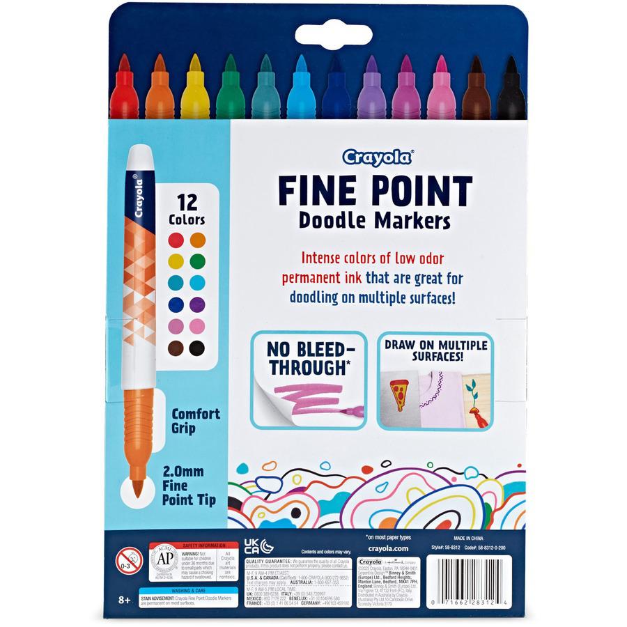 Crayola Doodle Markers - Fine Marker Point - Multicolor - 12 / Pack. Picture 7