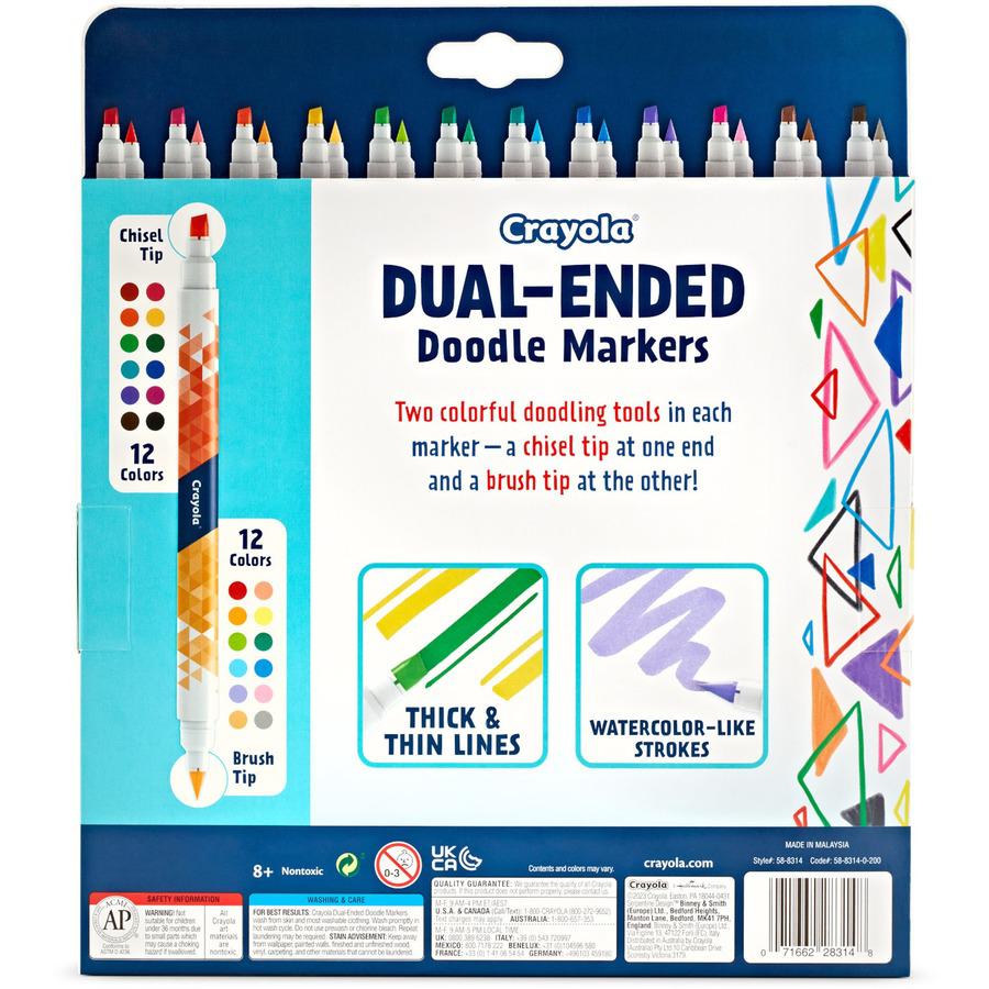 Crayola Dual-Ended Markers - Chisel, Brush Marker Point Style - Multicolor - 12 / Pack. Picture 5