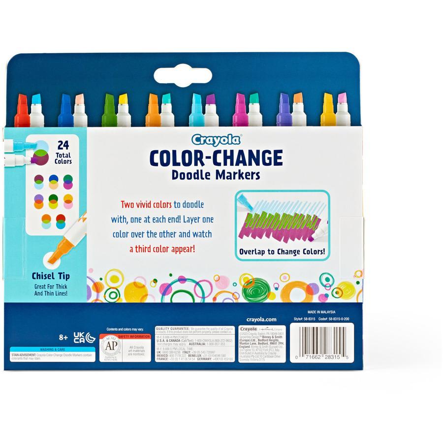 Crayola Color Change Doodle Markers - Chisel Marker Point Style - Multicolor - 8 / Pack. Picture 9