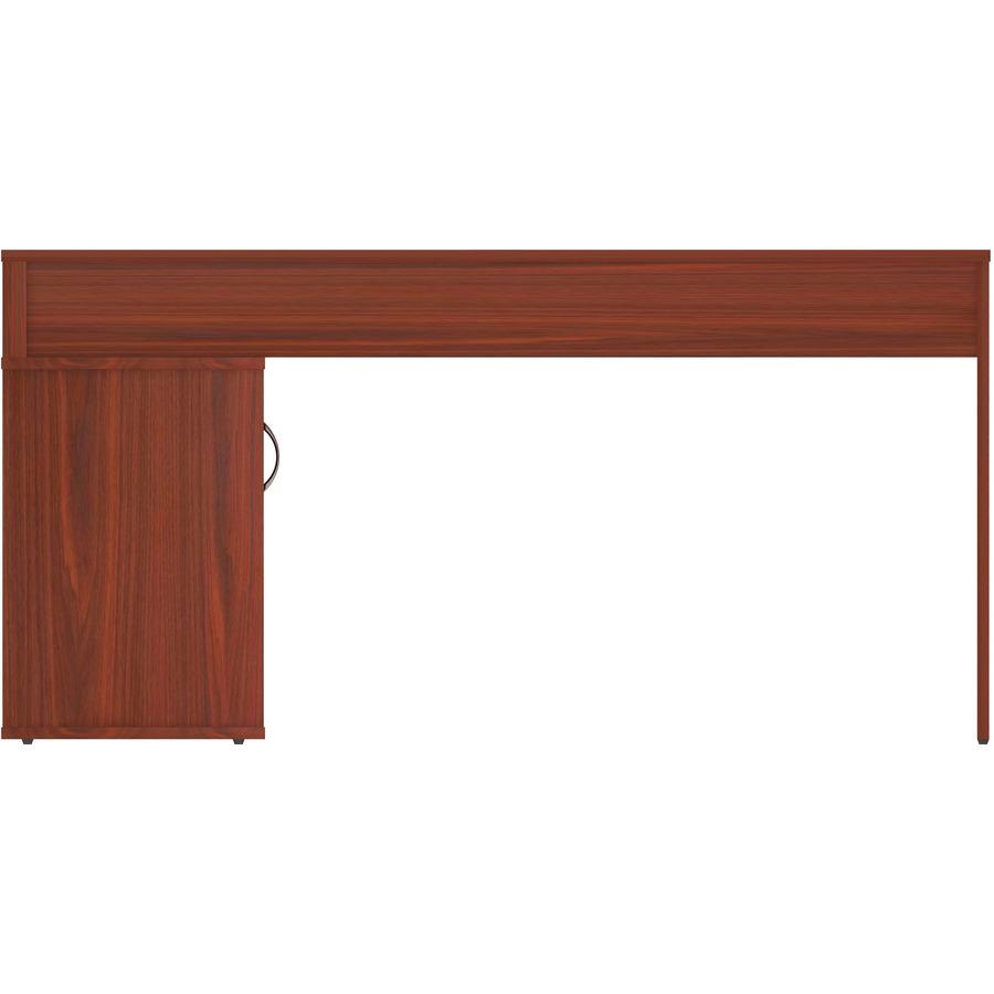 LYS L-Shape Workstation with Cabinet - Laminated L-shaped Top - 200 lb Capacity - 29.50" Height x 60" Width x 47.25" Depth - Assembly Required - Mahogany - Particleboard - 1 Each. Picture 8