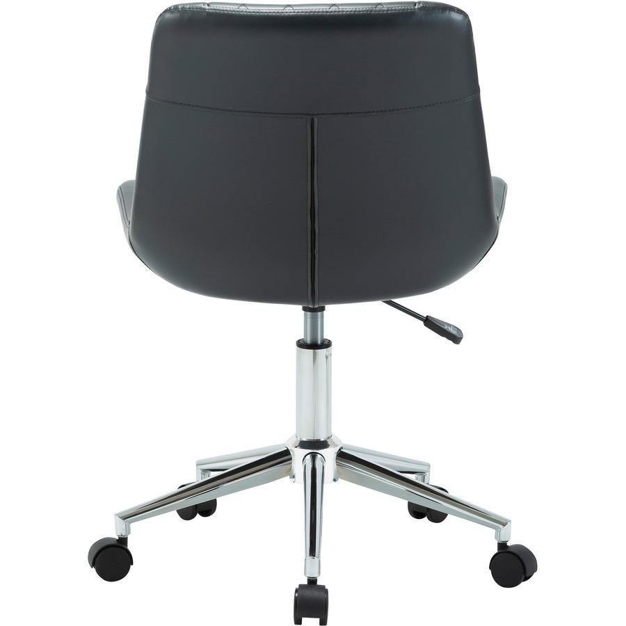 LYS Low Back Office Chair - Black Plywood, Bonded Leather Seat - Black Plywood, Vinyl Back - Low Back - 1 Each. Picture 9