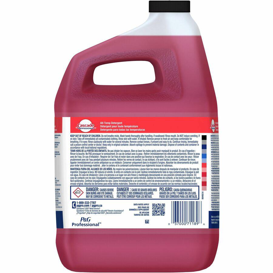 P&G All-Temp Detergent - For Dish - Concentrate - Liquid - 128 fl oz (4 quart) - 2 / Carton - Phthalate-free, Triclosan-free, Alkylphenol-free, Anti-limescale, Heavy Duty - Red. Picture 3