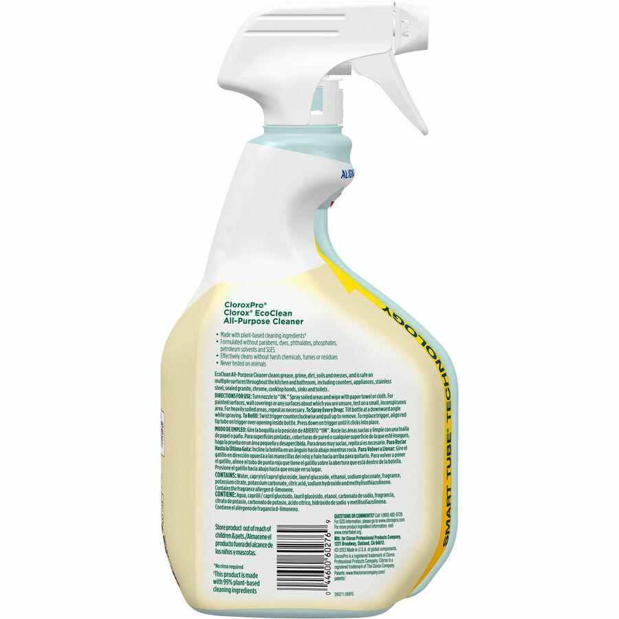 Clorox EcoClean All-Purpose Cleaner - 32 fl oz (1 quart) - 9 / Carton - Dye-free, Phosphate-free, Paraben-free, Petroleum Free, Solvent-free - Green, White. Picture 7