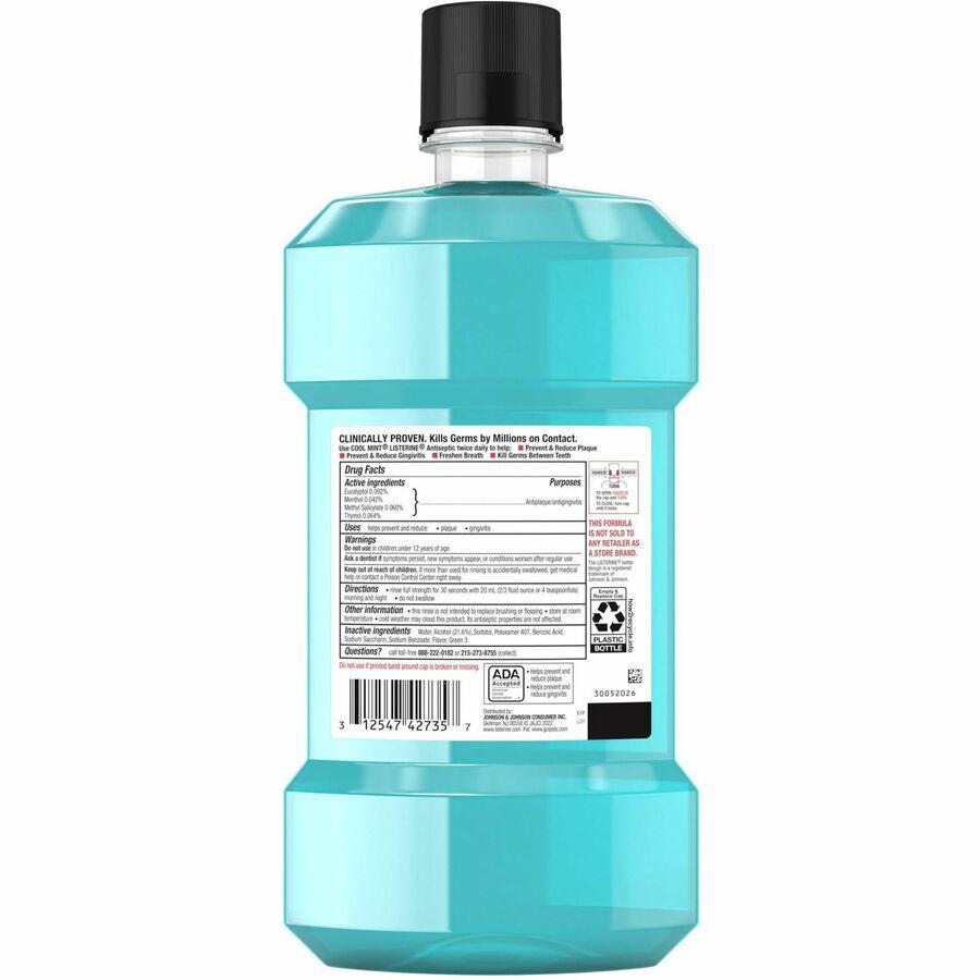 LISTERINE&reg; Cool Mint Antiseptic Mouthwash - For Bad Breath, Cleaning - Cool Mint - 1.06 quart - 6 / Carton. Picture 9