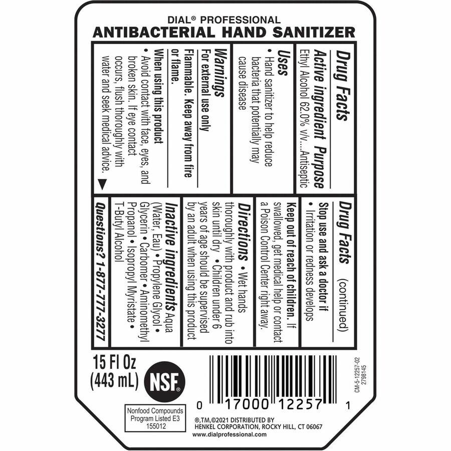 Henkel Hand Sanitizer Gel Refill - 15 fl oz (443.6 mL) - Bacteria Remover - Hand - Clear - Fragrance-free, Dye-free - 1 Each. Picture 3