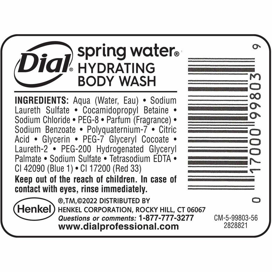 Dial Versa Body Wash Dispenser Refill - Spring Water ScentFor - 15 fl oz (443.6 mL) - Bottle Dispenser - Body - Moisturizing - Blue - Residue-free - 1 Each. Picture 4