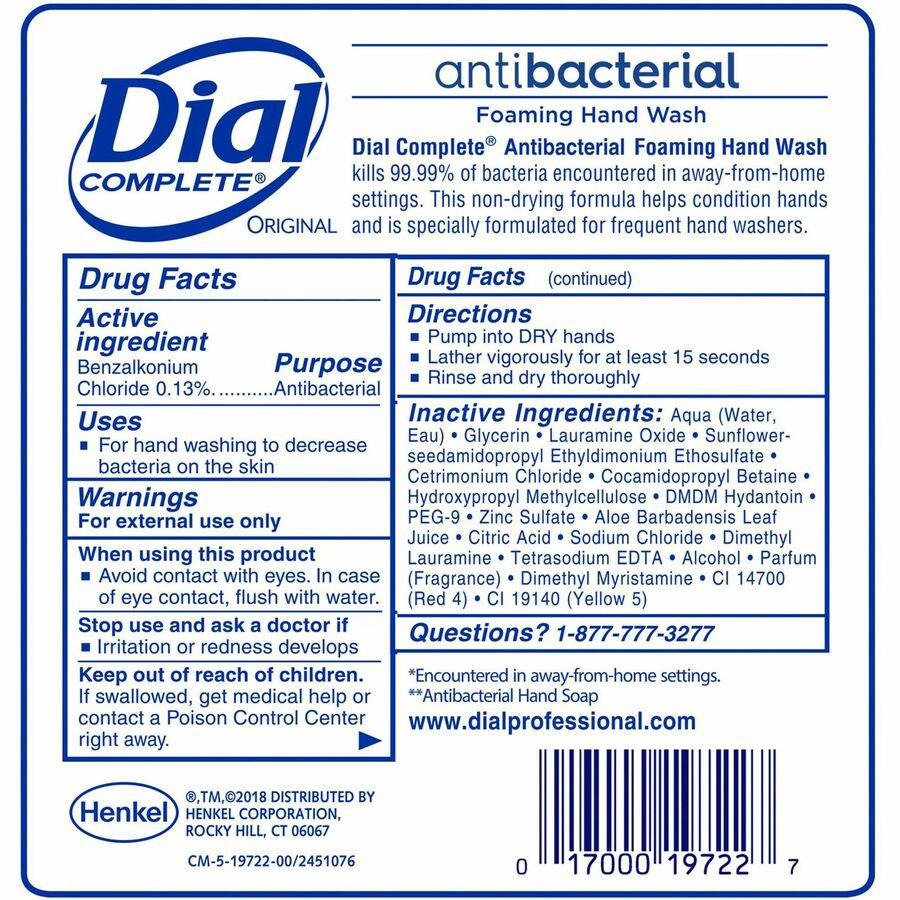 Dial Antibacterial Foaming Hand Wash - Original ScentFor - 57.5 fl oz (1700 mL) - Hand - Antibacterial - Orange - 1 Each. Picture 4
