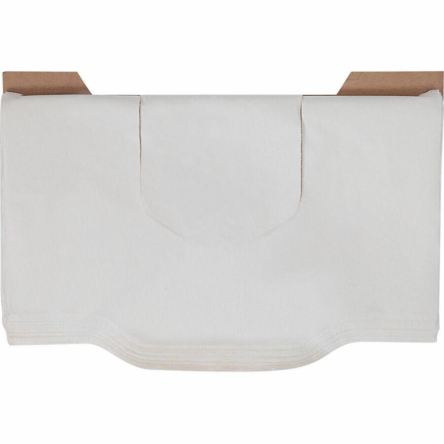 Genuine Joe Quarter-Fold Toilet Seat Covers - Quarter-fold - For Toilet - 125 / Pack - 24 / Carton - Virgin Paper - White. Picture 3